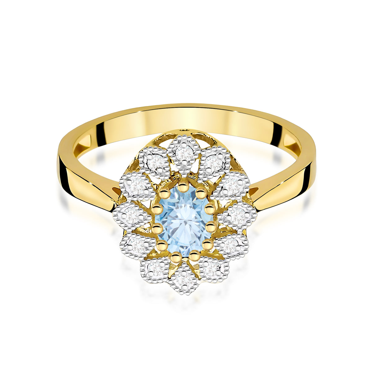 Inel Aur 9K cu Diamante Albastru de Laborator 0.60 ct