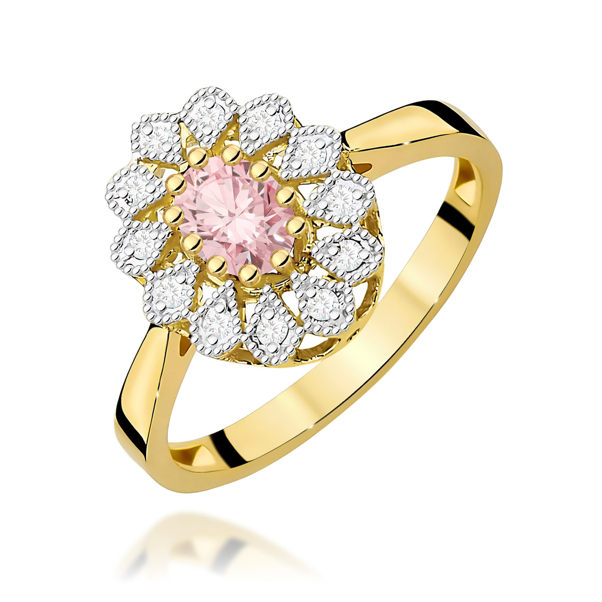 Inel Aur 9K cu Diamante Roz de Laborator 0.60 ct
