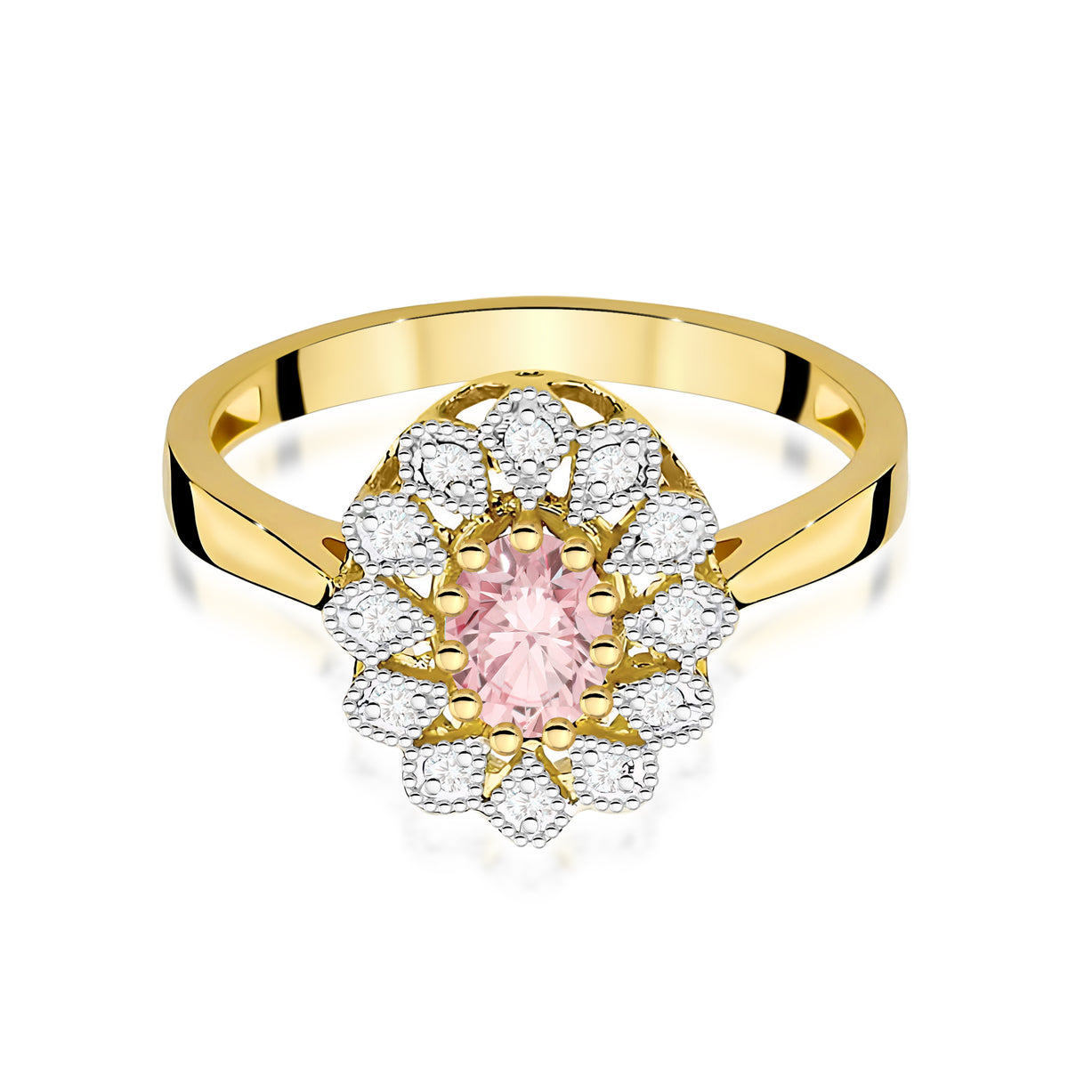 Inel Aur 9K cu Diamante Roz de Laborator 0.60 ct