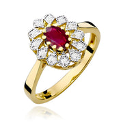Inel Aur 9K cu Rubin 0.60 ct si Diamante Naturale 0.10 ct