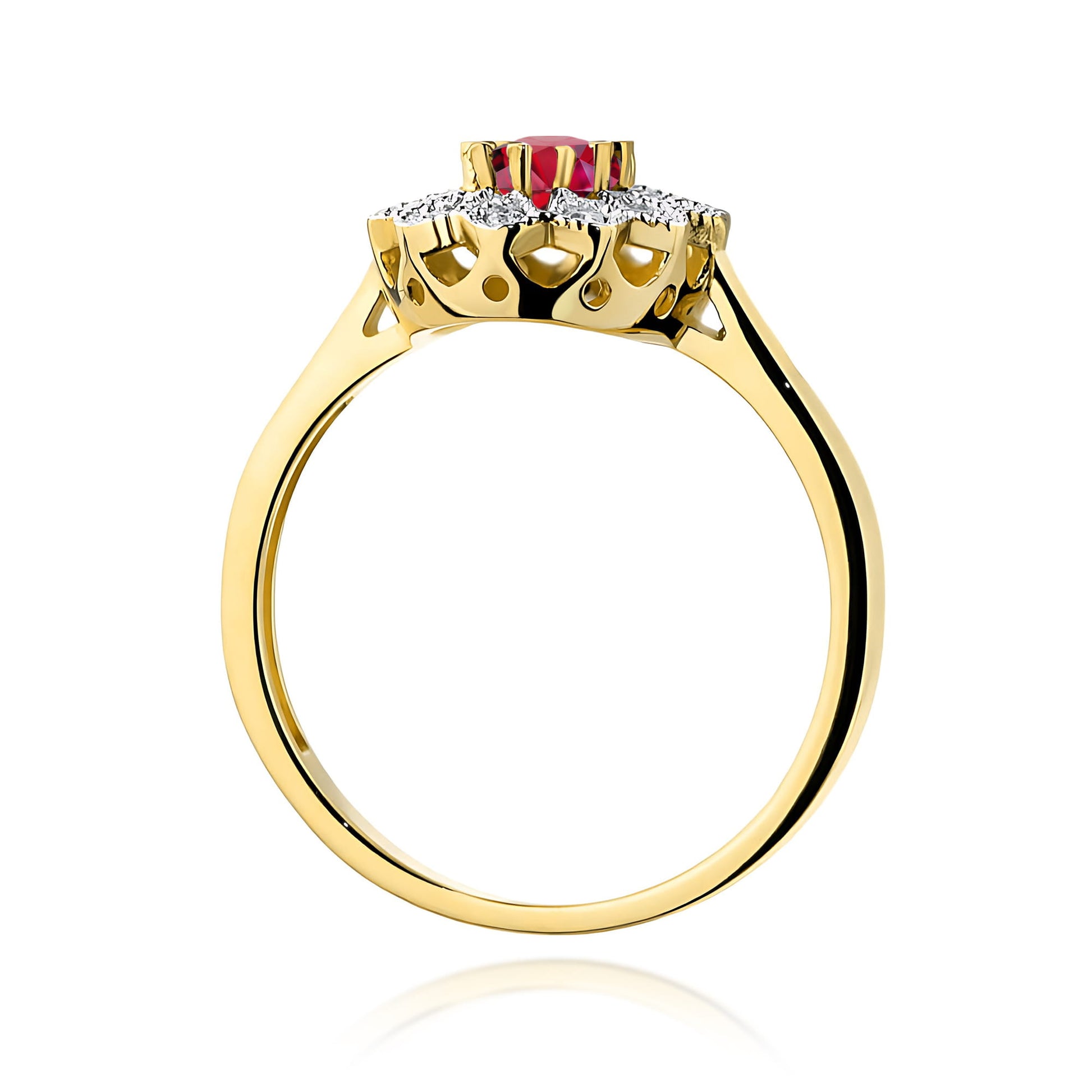 Inel Aur 9K cu Rubin 0.60 ct si Diamante Naturale 0.10 ct