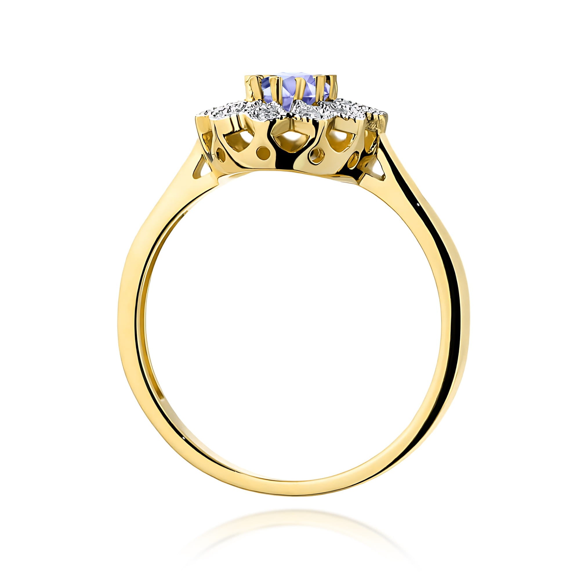 Inel Aur 9K cu Tanzanit 0.40 ct si Diamante Naturale 0.10 ct