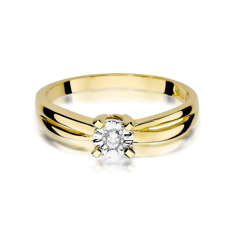 Inel Aur 9K cu Diamant Natural 0.08 ct