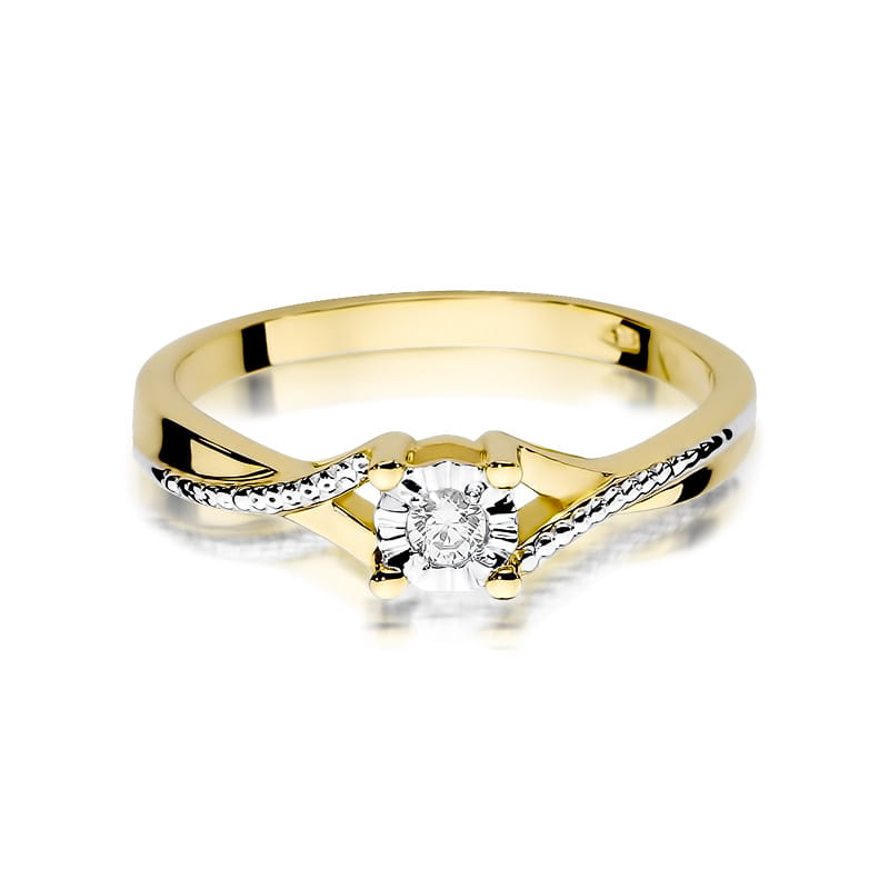 Inel Aur 9K cu Diamant Natural 0.08 ct