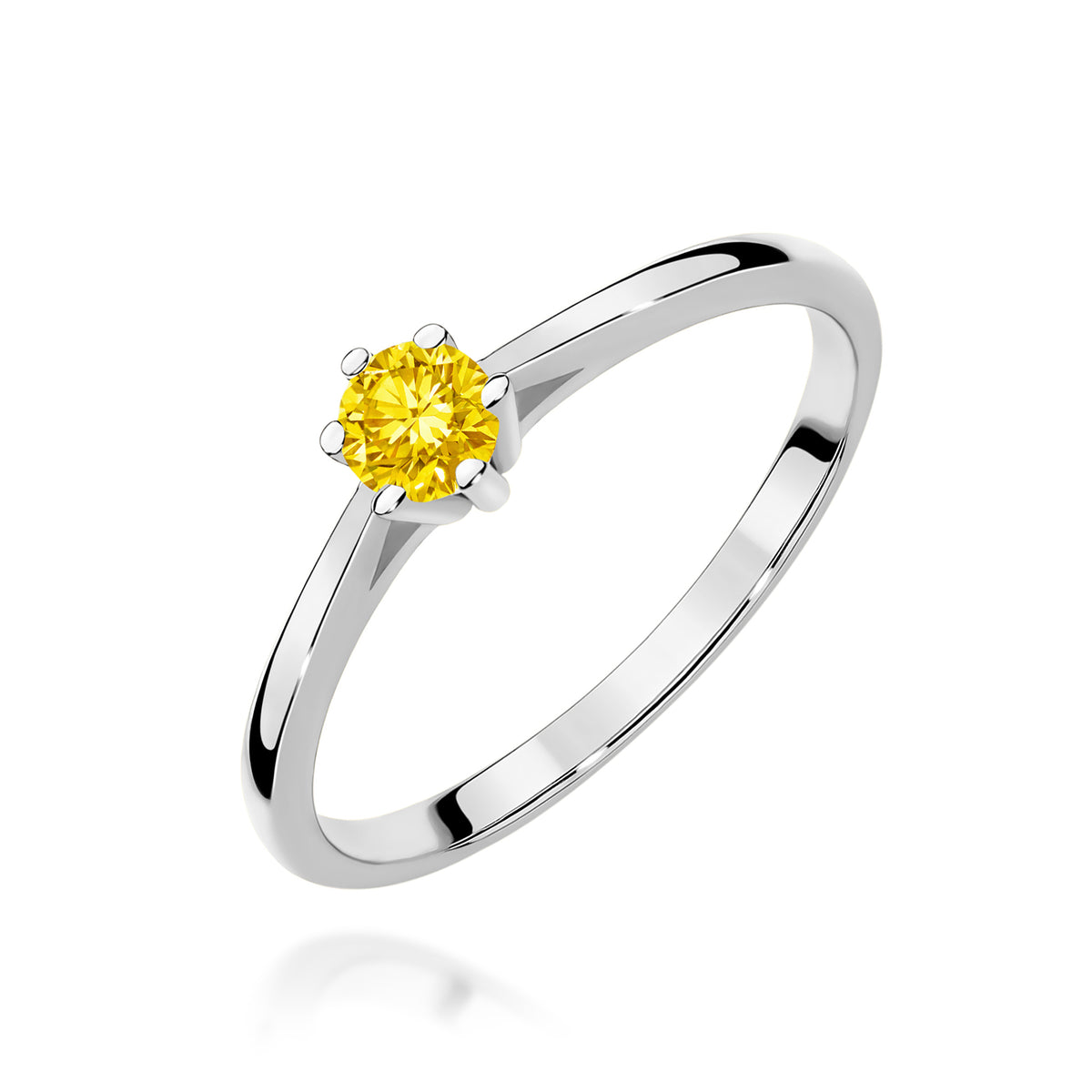 Inel Aur 14K cu Diamant Galben de Laborator 0.15 ct
