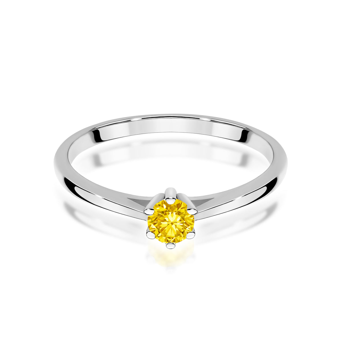 Inel Aur 14K cu Diamant Galben de Laborator 0.15 ct