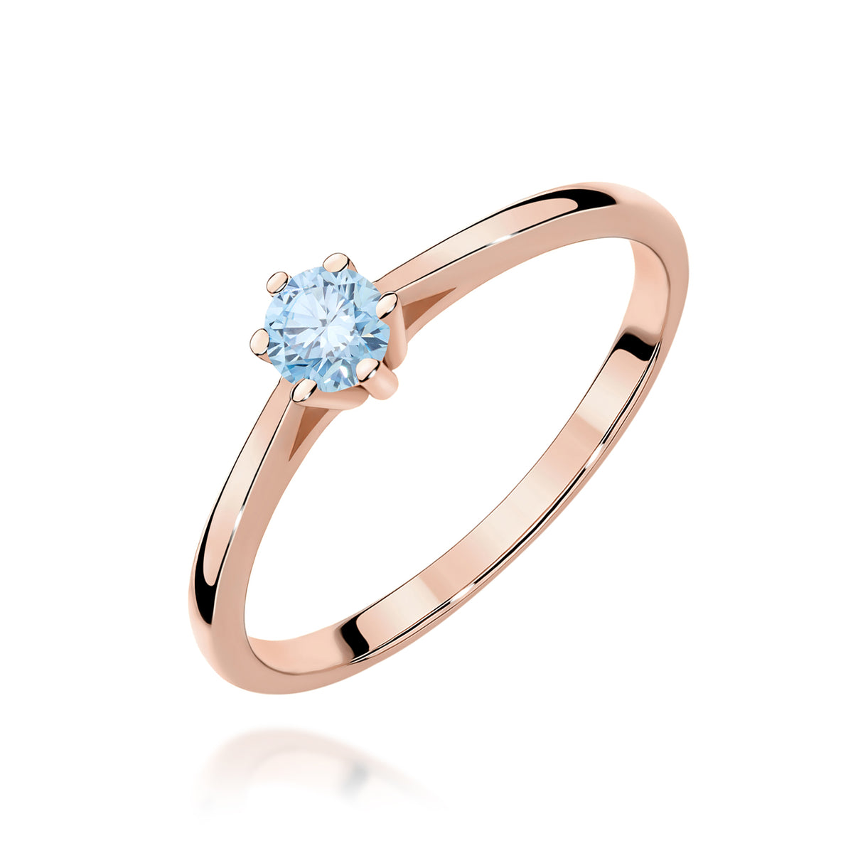 Inel Aur 14K cu Diamant Albastru de Laborator 0.15 ct