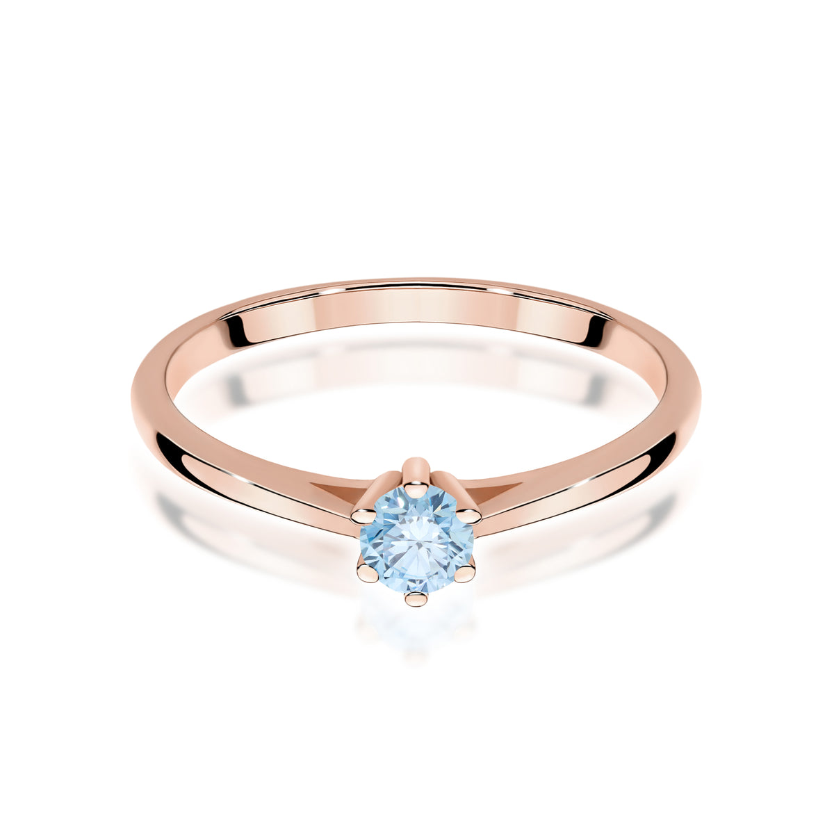 Inel Aur 14K cu Diamant Albastru de Laborator 0.15 ct