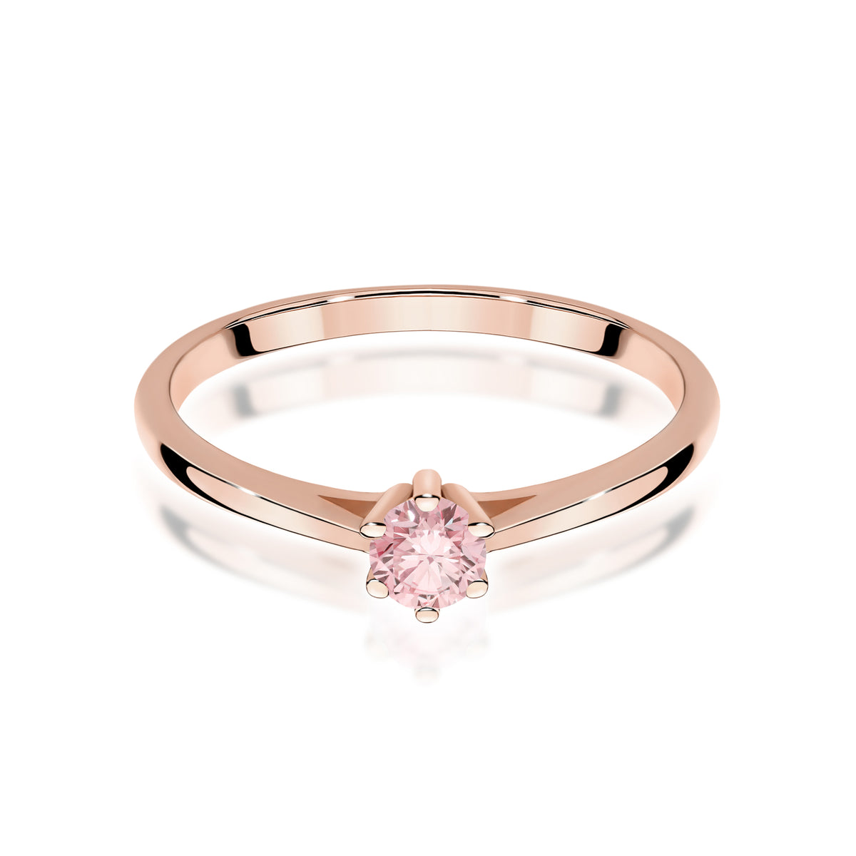 Inel Aur 14K cu Diamant Roz de Laborator 0.15 ct