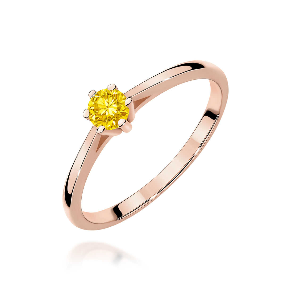 Inel Aur 14K cu Diamant Galben de Laborator 0.15 ct