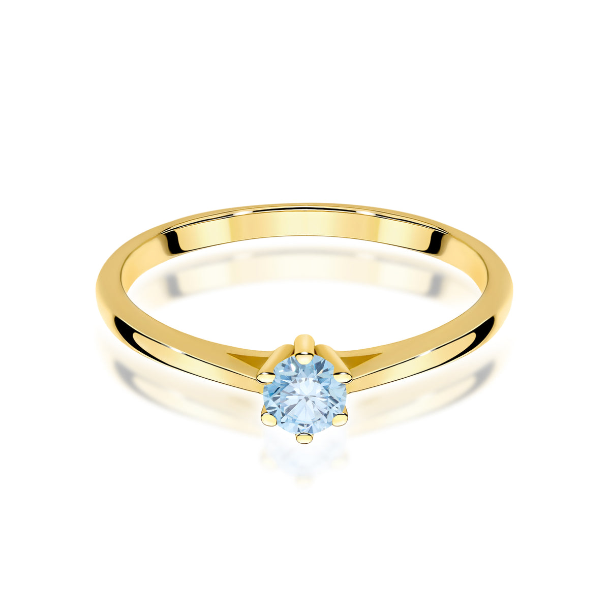 Inel Aur 9K cu Diamant Albastru de Laborator 0.15 ct