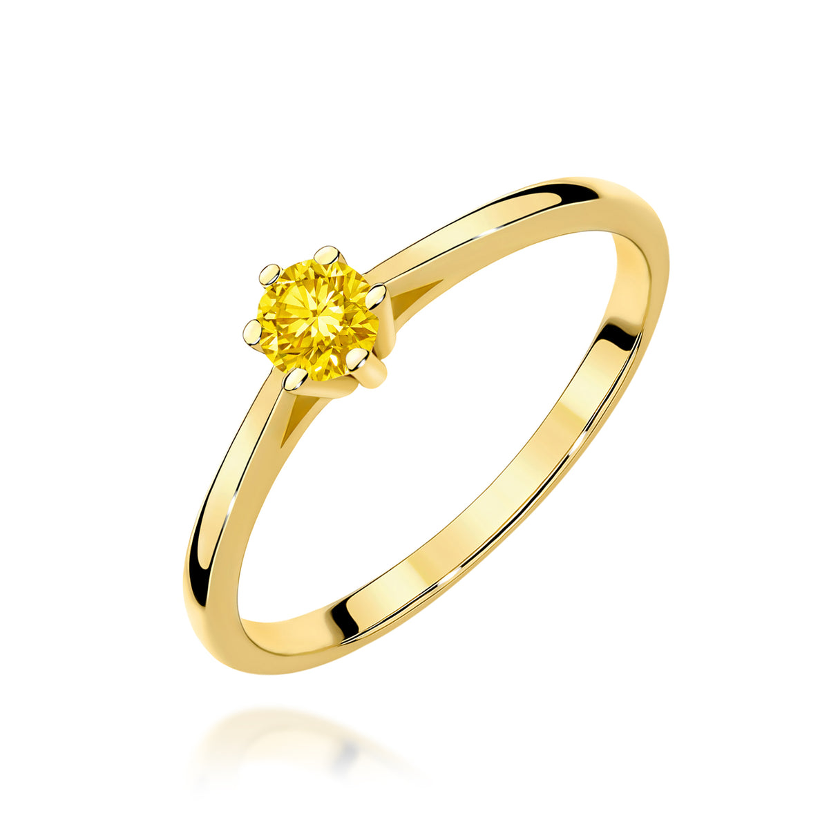 Inel Aur 9K cu Diamant Galben de Laborator 0.15 ct