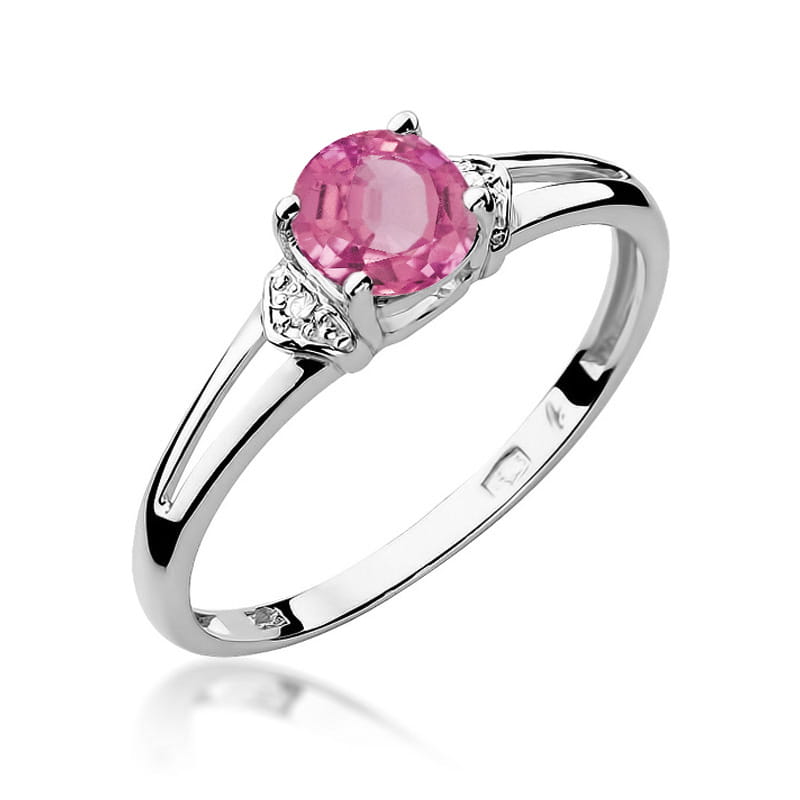 Inel Aur 14K cu Topaz Roz 0.65 ct si Diamante Naturale 0.01 ct