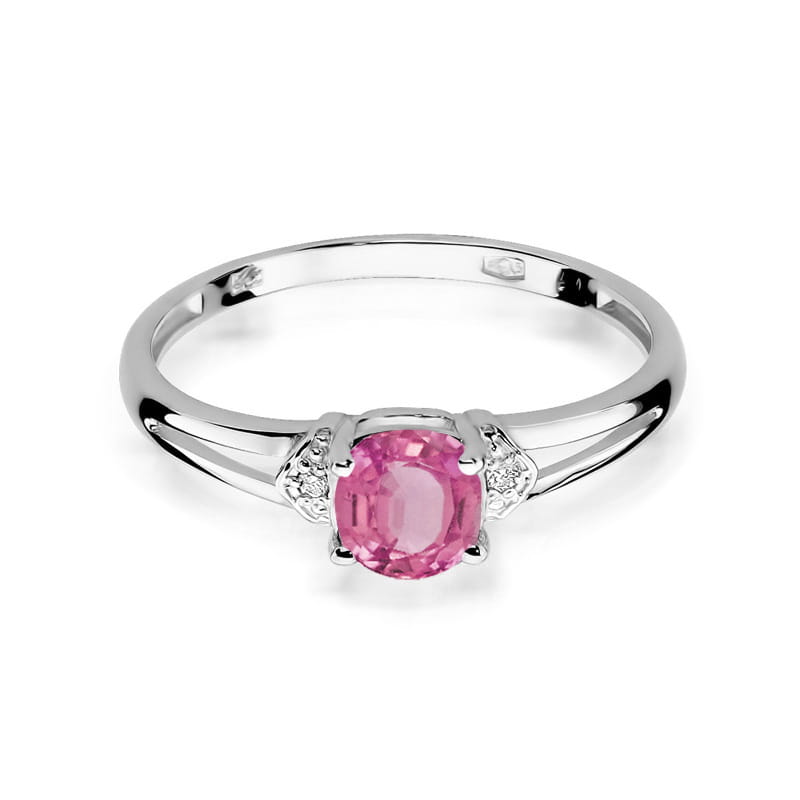 Inel Aur 14K cu Topaz Roz 0.65 ct si Diamante Naturale 0.01 ct