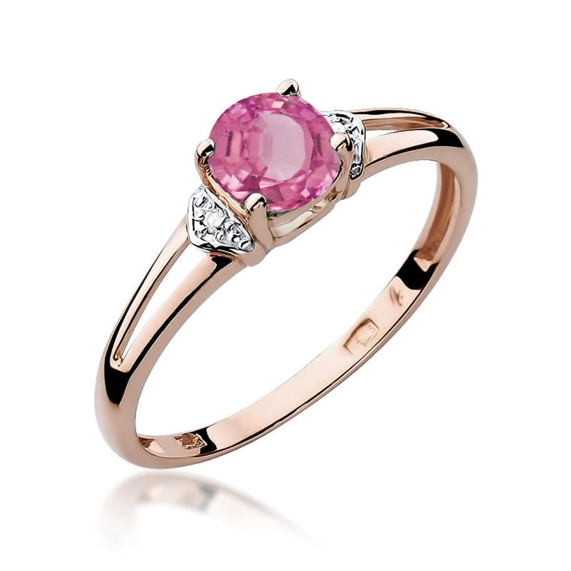 Inel Aur 14K cu Topaz Roz 0.65 ct si Diamante Naturale 0.01 ct