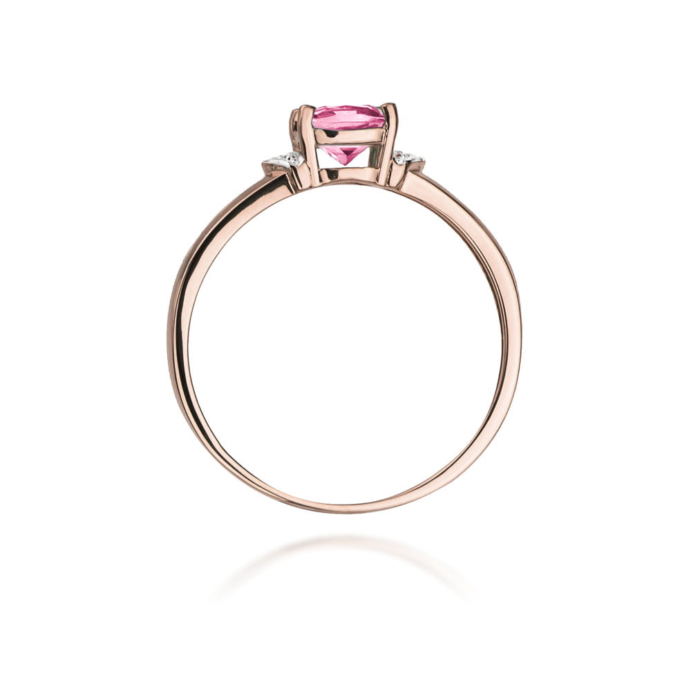 Inel Aur 14K cu Topaz Roz 0.65 ct si Diamante Naturale 0.01 ct