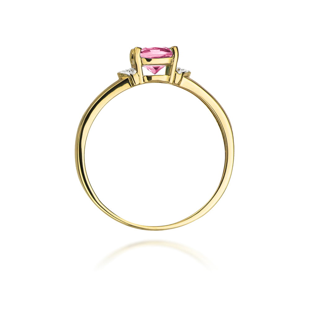 Inel Aur 14K cu Topaz Roz 0.65 ct si Diamante Naturale 0.01 ct