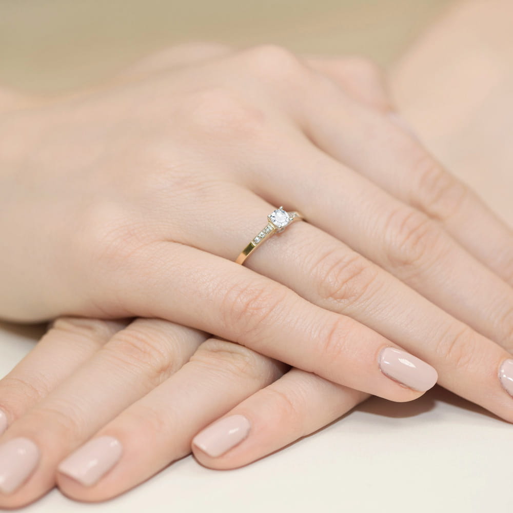Inel Aur 9K cu Diamante Naturale 0.21 ct