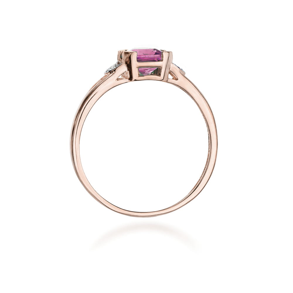 Inel Aur 14K cu Topaz Roz 1.10 ct si Diamante 0.01 ct - Roz