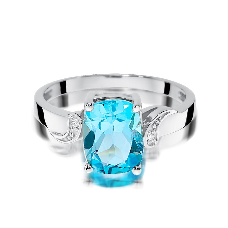 Inel Aur 9K cu Topaz Swiss 2.40 ct si Diamante Naturale 0.01 ct