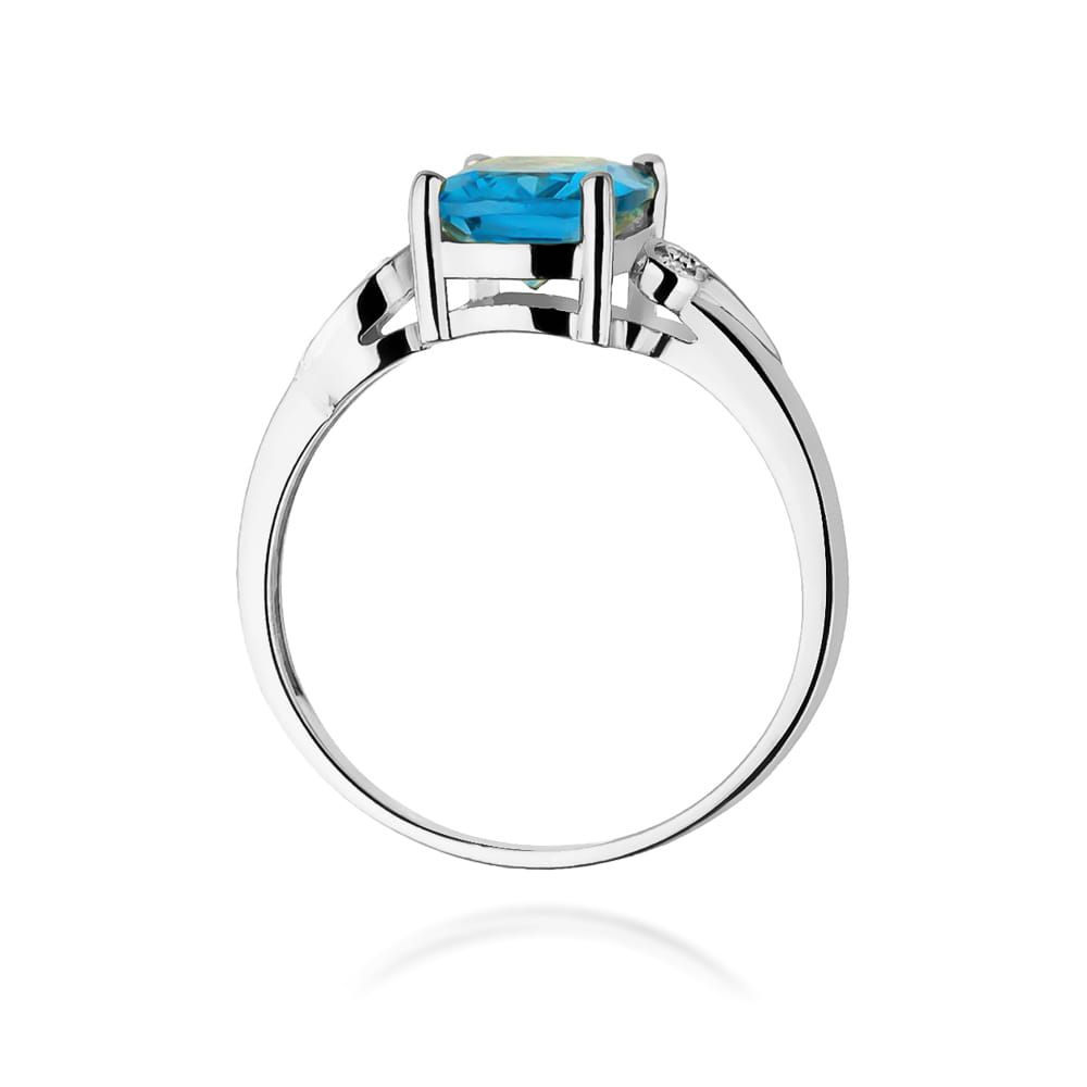 Inel Aur 9K cu Topaz Swiss 2.40 ct si Diamante Naturale 0.01 ct