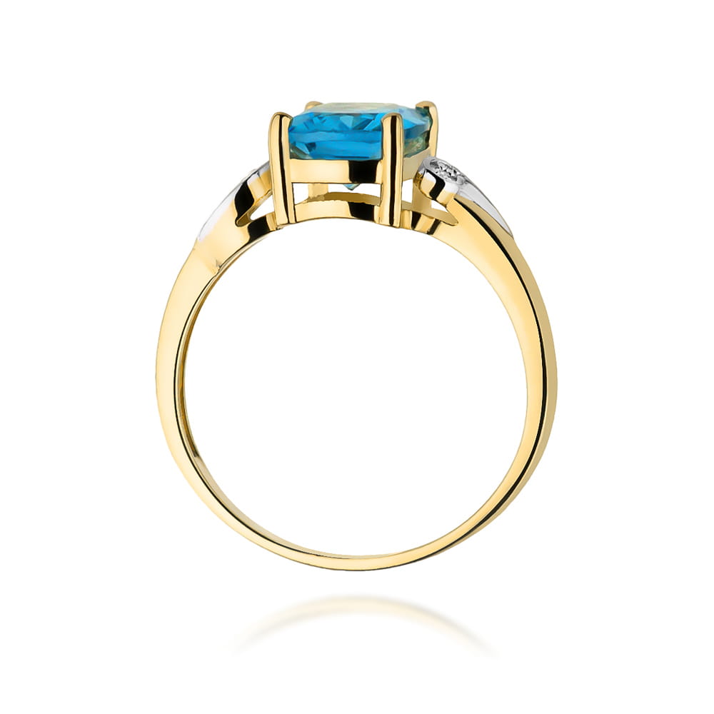 Inel Aur 9K cu Topaz Swiss 2.40 ct si Diamante Naturale 0.01 ct