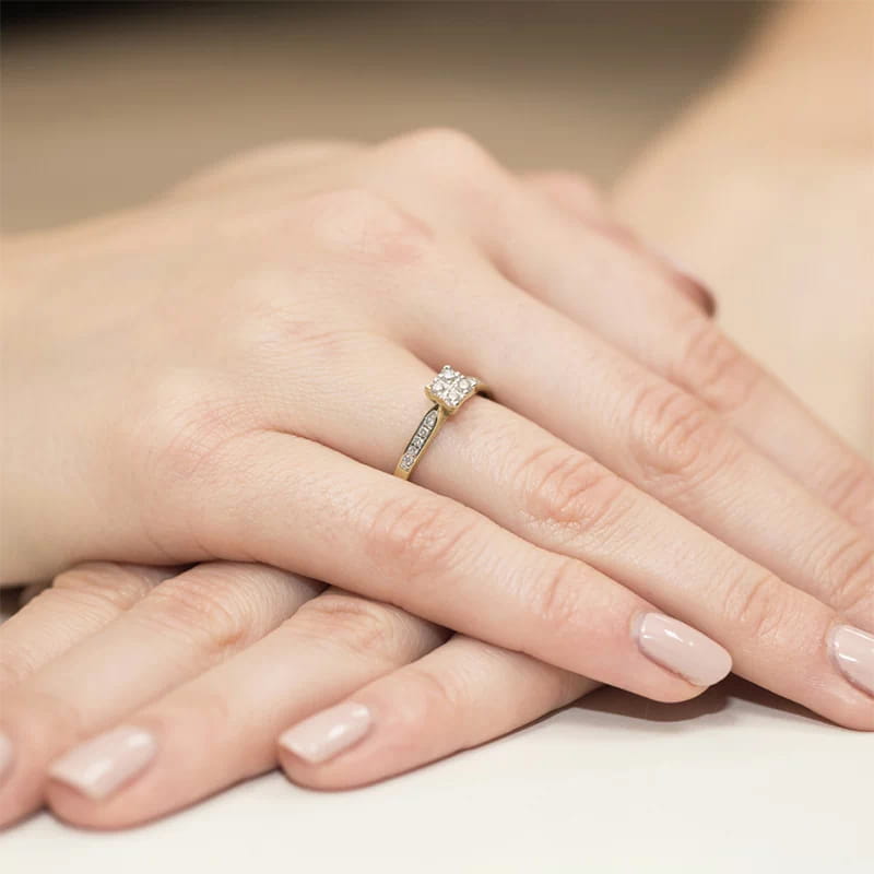 Inel Aur 9K cu Diamante Naturale 0.17 ct