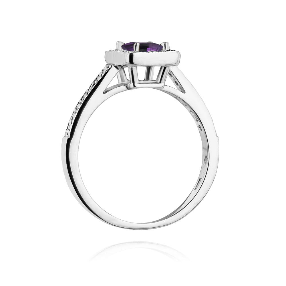 Inel Aur 9K cu Ametist 0.50 ct si Diamante Naturale 0.19 ct