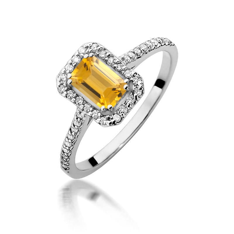 Inel Aur 9K cu Citrin 0.60 ct si Diamante Naturale 0.19 ct