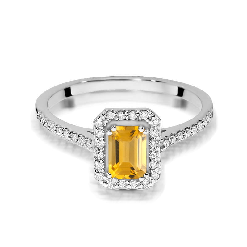 Inel Aur 9K cu Citrin 0.60 ct si Diamante Naturale 0.19 ct