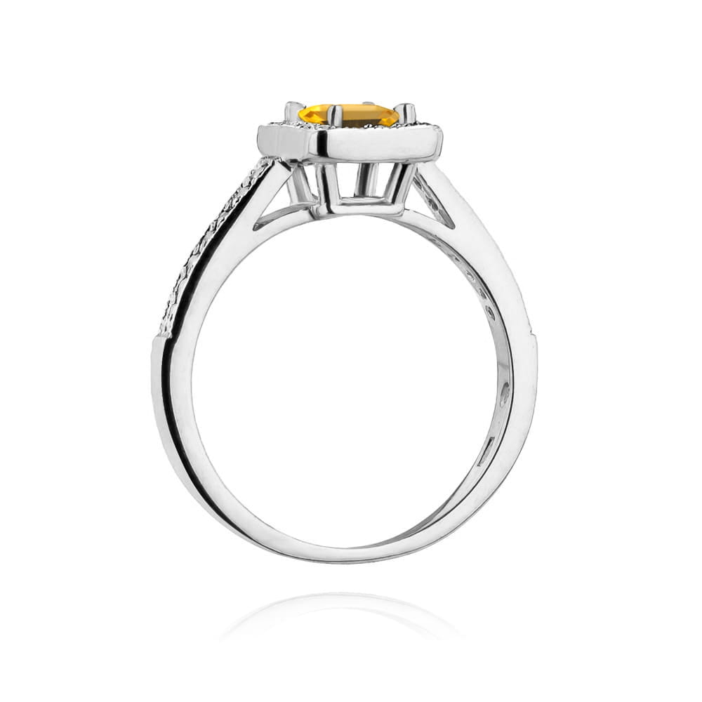 Inel Aur 9K cu Citrin 0.60 ct si Diamante Naturale 0.19 ct