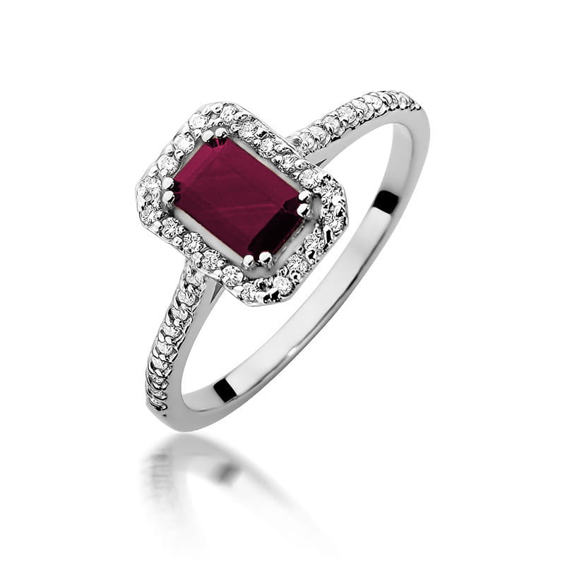 Inel Aur 9K cu Rubin 0.80 ct si Diamante Naturale 0.19 ct