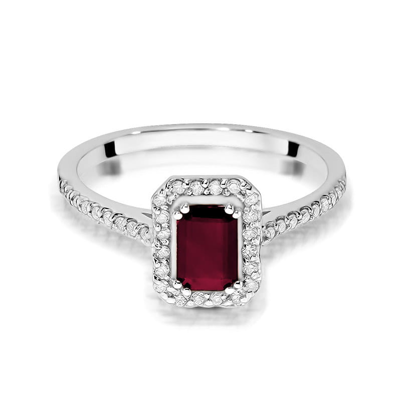 Inel Aur 9K cu Rubin 0.80 ct si Diamante Naturale 0.19 ct