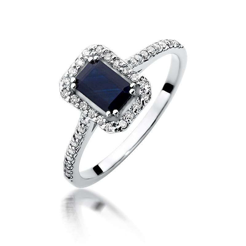 Inel Aur 9K cu Safir 0.60 ct si Diamante Naturale 0.19 ct