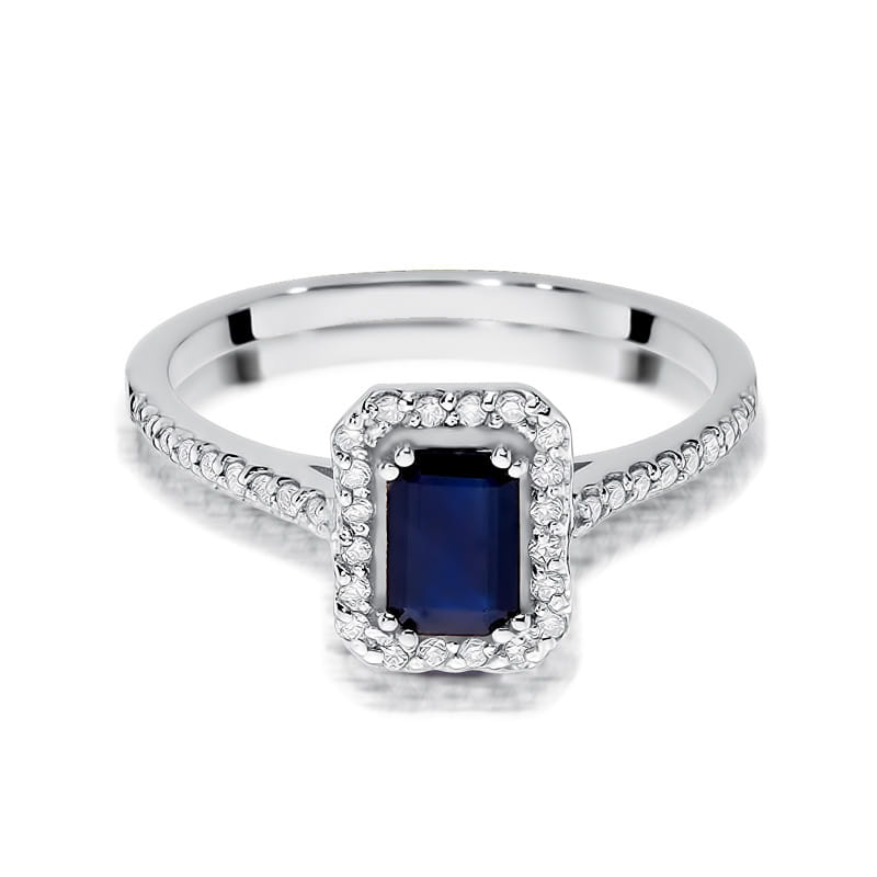 Inel Aur 9K cu Safir 0.60 ct si Diamante Naturale 0.19 ct