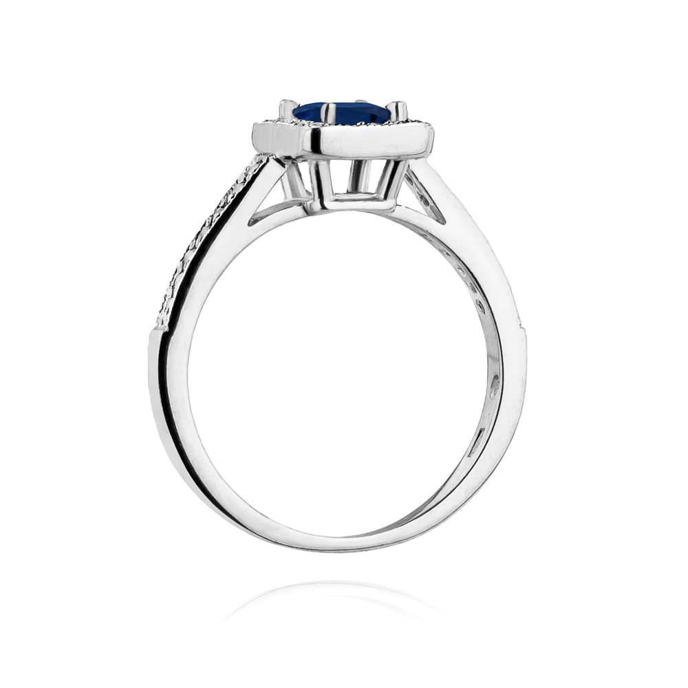 Inel Aur 9K cu Safir 0.60 ct si Diamante Naturale 0.19 ct
