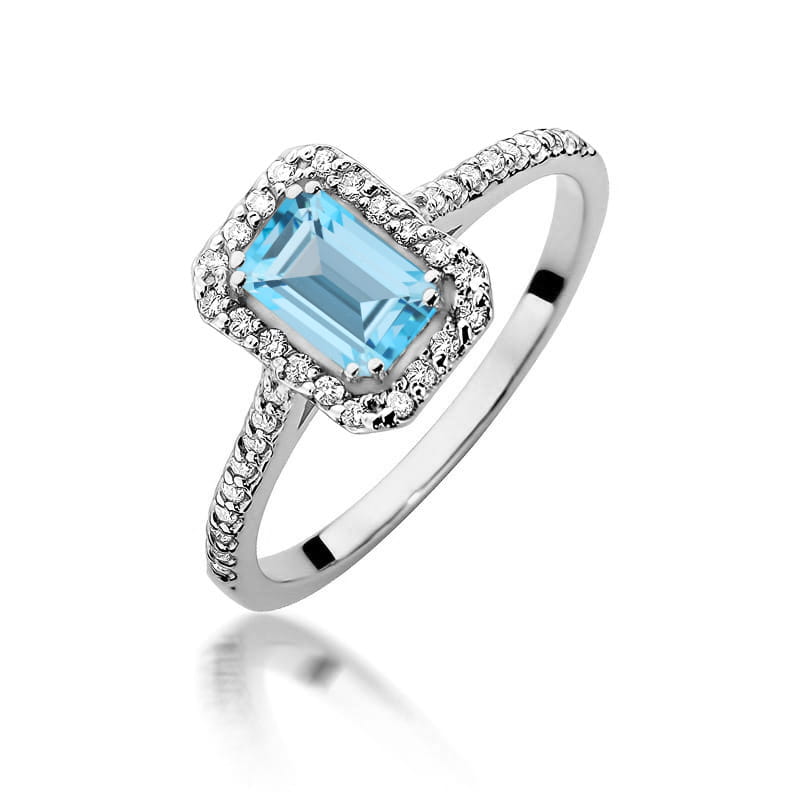 Inel Aur 9K cu Topaz Swiss 0.65 ct si Diamante Naturale 0.19 ct