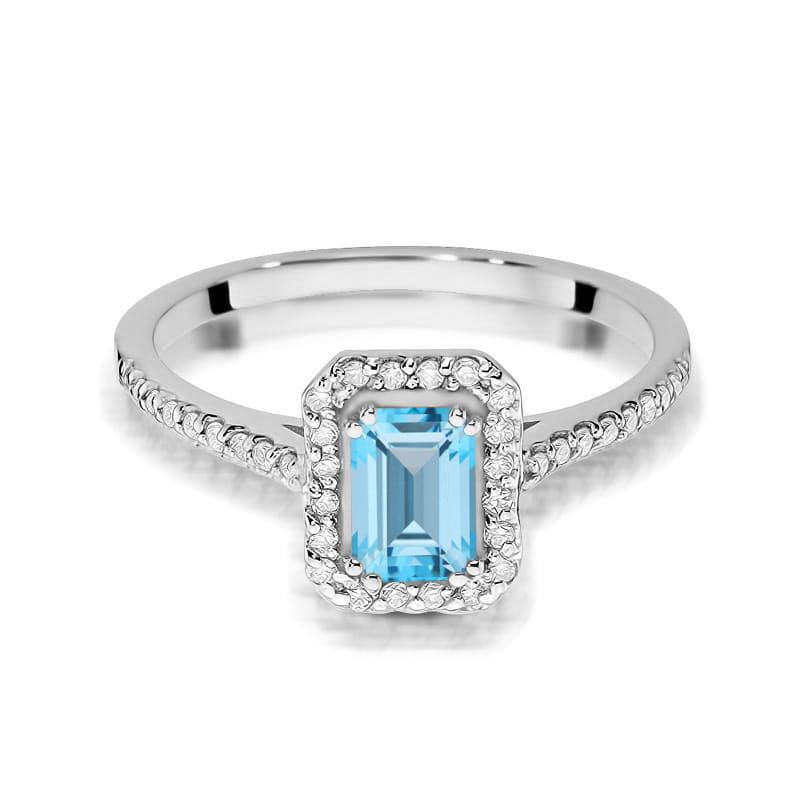 Inel Aur 9K cu Topaz Swiss 0.65 ct si Diamante Naturale 0.19 ct