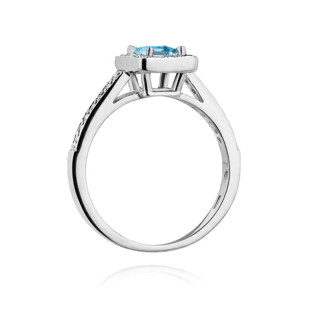 Inel Aur 9K cu Topaz Swiss 0.65 ct si Diamante Naturale 0.19 ct