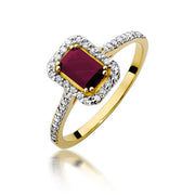 Inel Aur 9K cu Rubin 0.80 ct si Diamante Naturale 0.19 ct