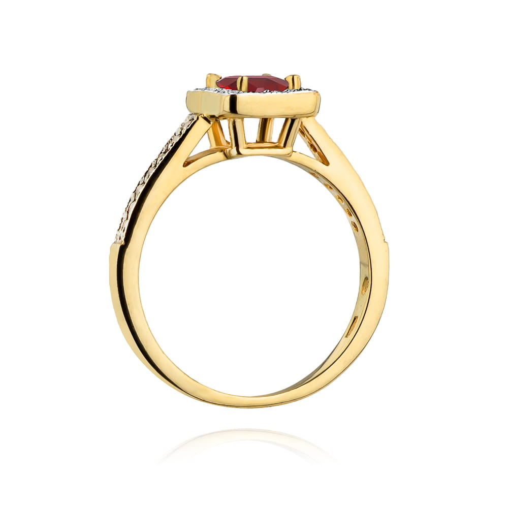 Inel Aur 9K cu Rubin 0.80 ct si Diamante Naturale 0.19 ct