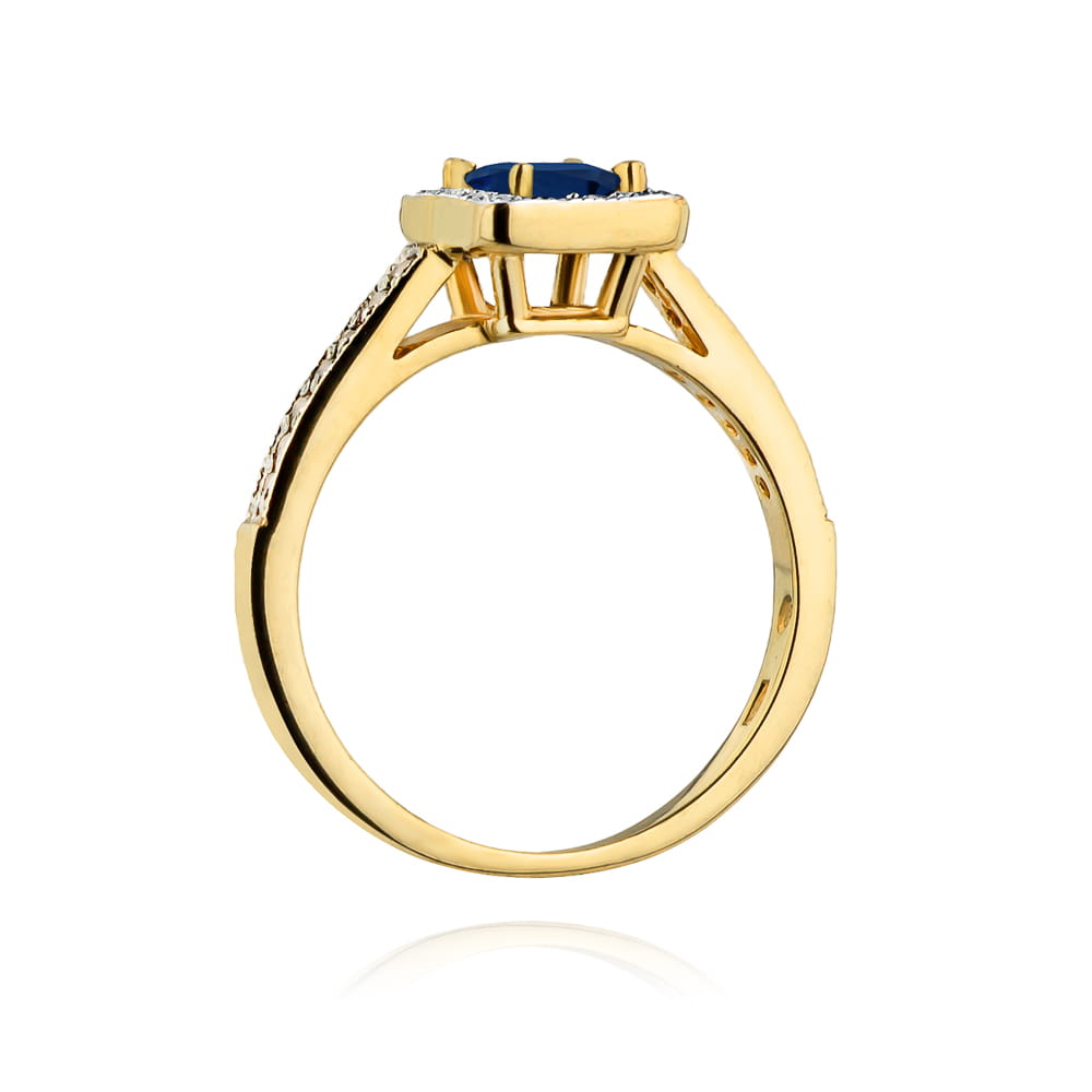 Inel Aur 9K cu Safir 0.60 ct si Diamante Naturale 0.19 ct
