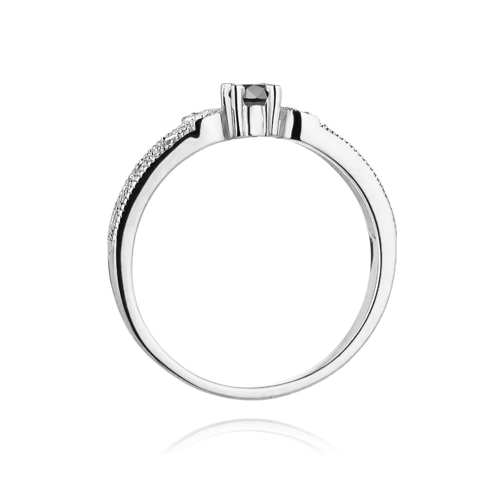 Inel Aur 9K cu Diamante Naturale Albe si Negre 0.15 ct