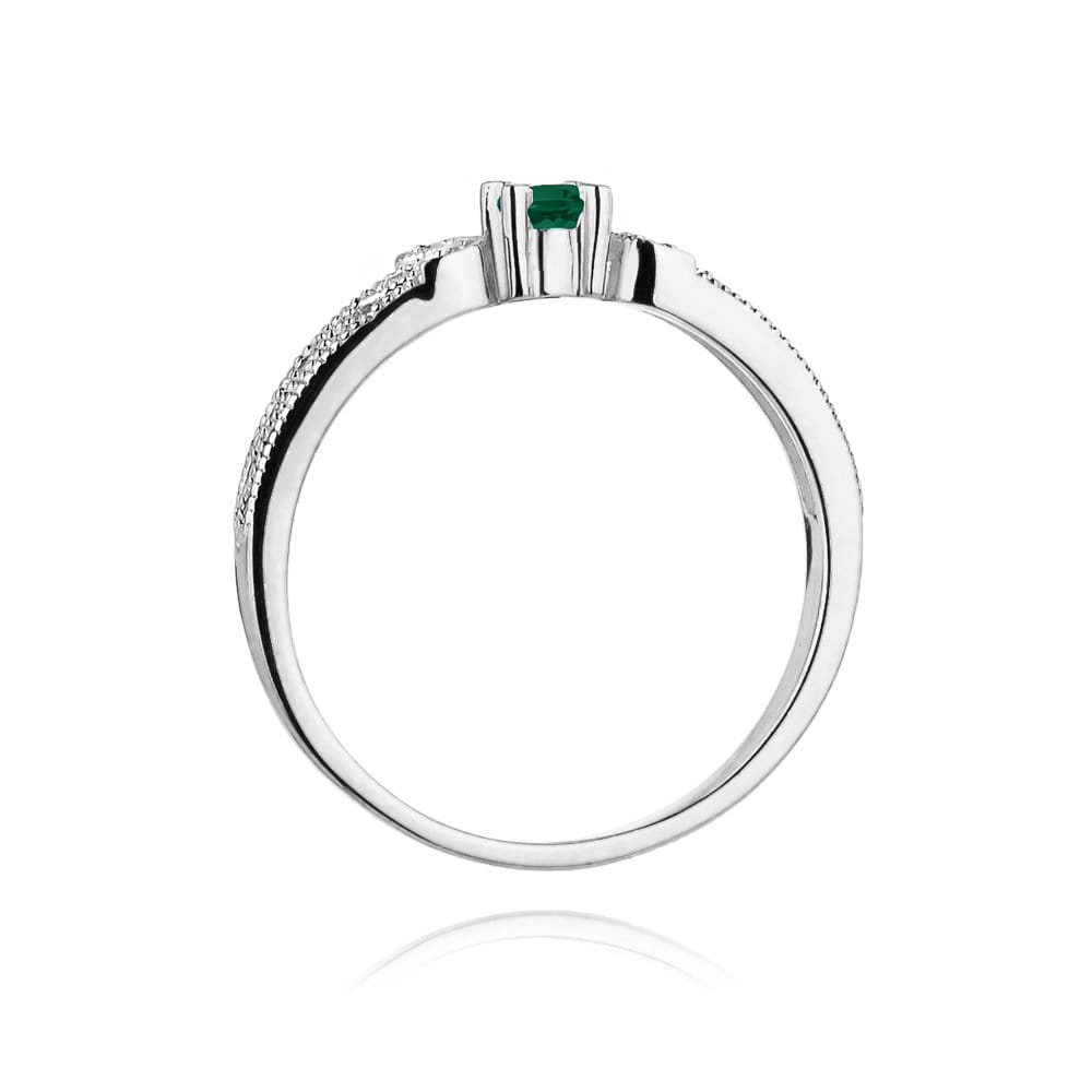Inel Aur 9K cu Smarald 0.15 ct si Diamante Naturale 0.03 ct