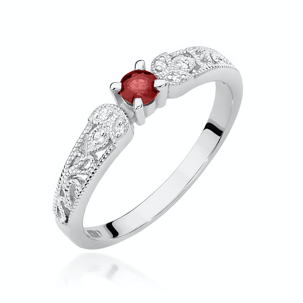 Inel Aur 9K cu Rubin 0.15 ct si Diamante Naturale 0.03 ct