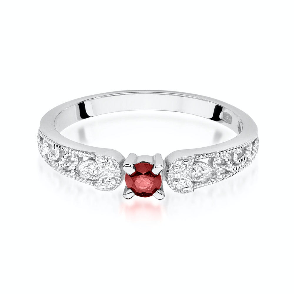 Inel Aur 9K cu Rubin 0.15 ct si Diamante Naturale 0.03 ct