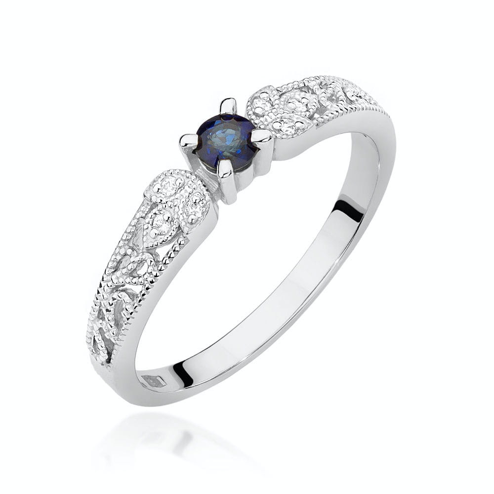 Inel Aur 9K cu Safir 0.15 ct si Diamante Naturale 0.03 ct