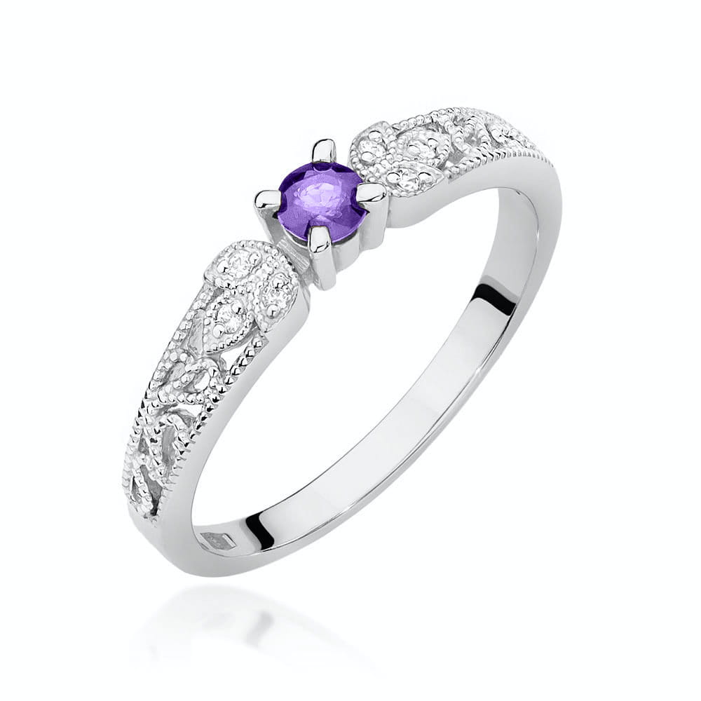 Inel Aur 9K cu Tanzanit 0.15 ct si Diamante Naturale 0.03 ct