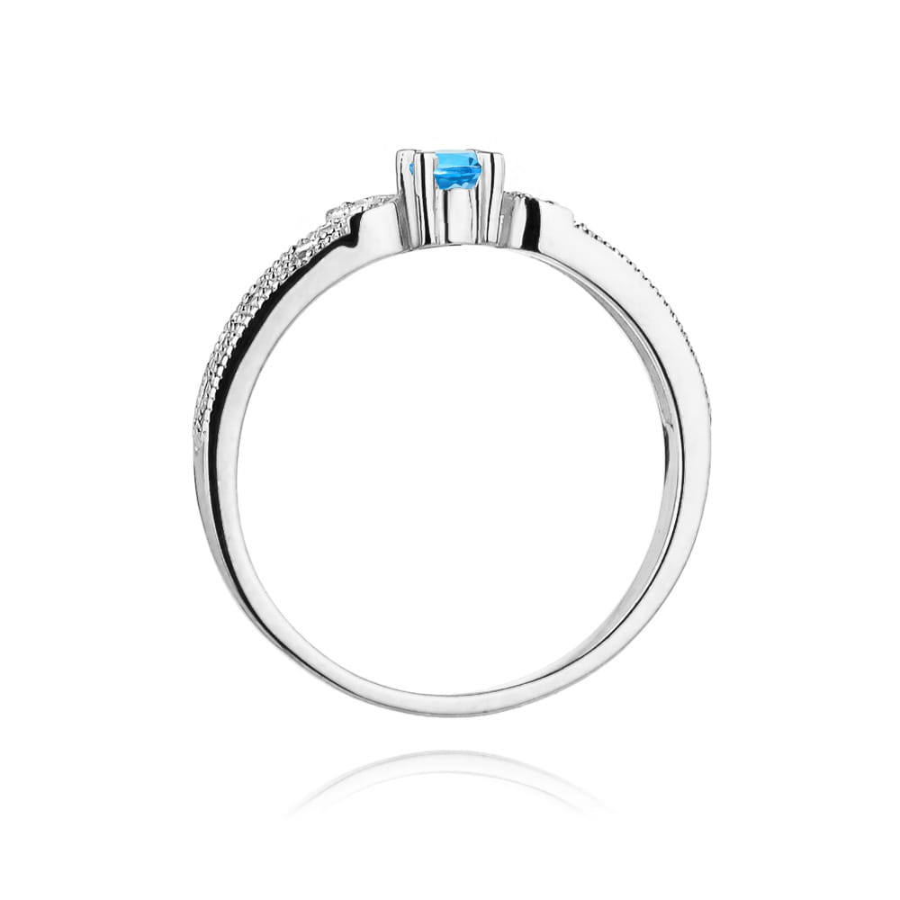 Inel Aur 9K cu Topaz Swiss 0.15 ct si Diamante Naturale 0.03 ct