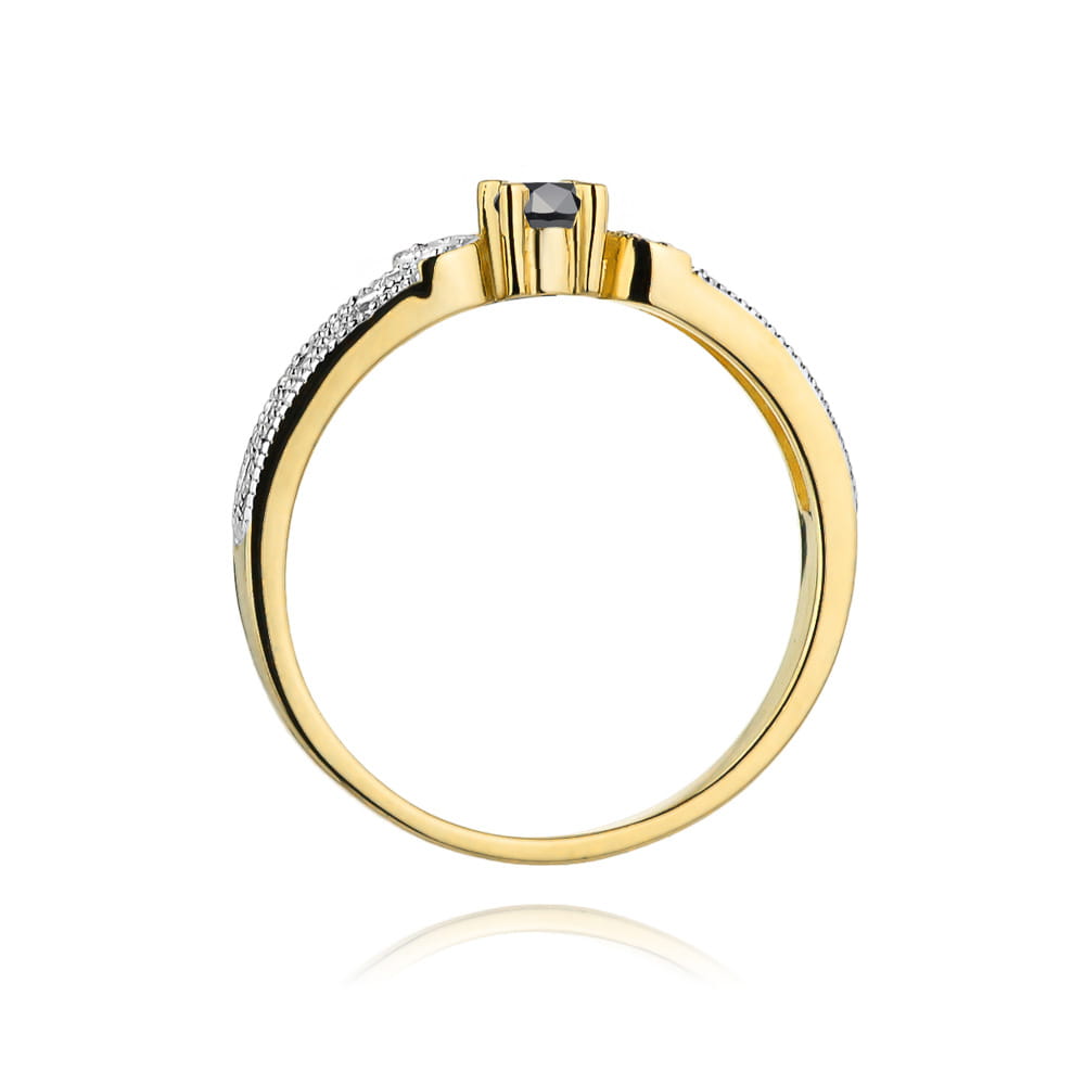 Inel Aur 9K cu Diamante Naturale Albe si Negre 0.15 ct